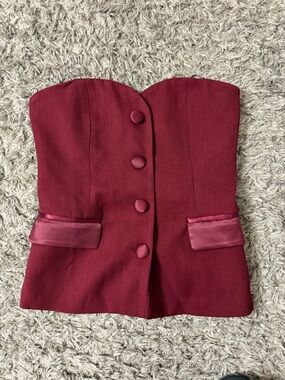 Strapless Bustier Vest in Deep Burgundy